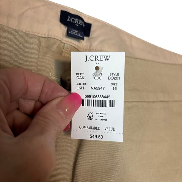 J.Crew City Fit Light Khaki Chino Shorts Size 16 NWT 7” Inseam Casual - Picture 4 of 5